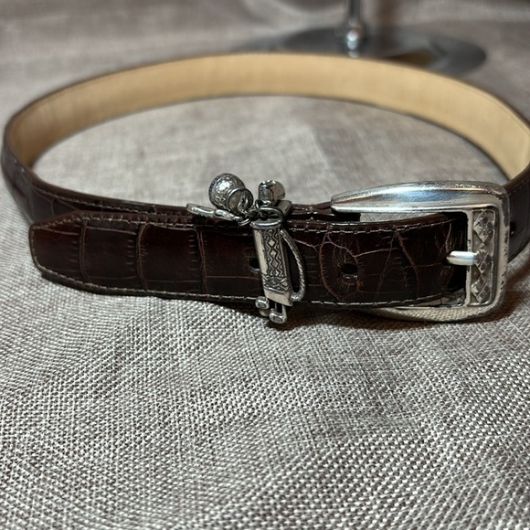 Brighton Womens Leather Belt Size S 28 Brown Reptile Golf Charm C3008